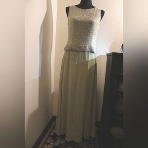Chadwicks Silver and Green Maxi Dress